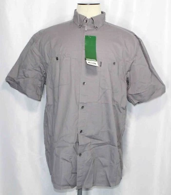 NEW Key Liberty Gray Cotton S/S Button Down Workshirt Mens Size Large - Image 1 of 4