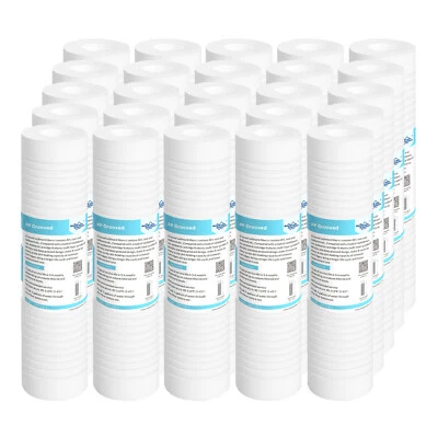 25 Pack 1 Micron 10" x 2.5" Grooved Sediment Water Filter Whole House RO System - Image 1 of 4