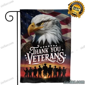 Patriotic Garden Flag with Bald Eagle and Soldiers – Outdoor Yard or Home Decor - Picture 1 of 5