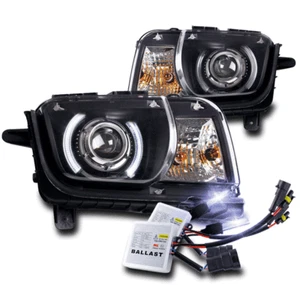 FOR 10-13 CHEVY CAMARO CCFL HALO BLACK PROJECTOR HEADLIGHT LAMP W/10K XENON HID - Picture 1 of 4
