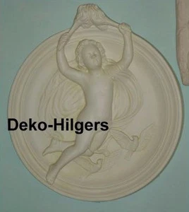 Relief Wandbild Figur Wandrelief Rund Bild Amor Engel Stuck Crem Optik 2648 F70 - Picture 1 of 2