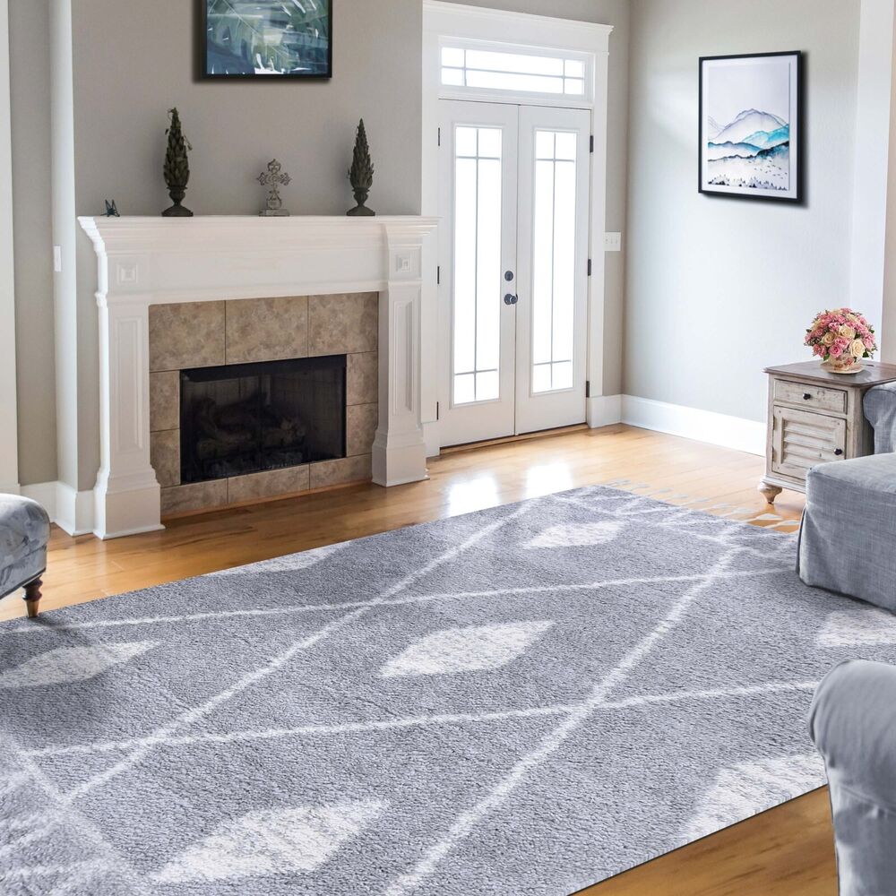 Serafina Tribal Geometric Bedroom Living Room Shag Area Rug Carpet with Tassels