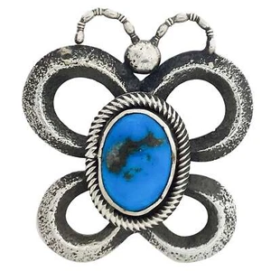 Roy Tracy, Ring, Butterfly, Kingman Turquoise, Tufa, Silver, Navajo Handmade, 6 - Picture 1 of 3
