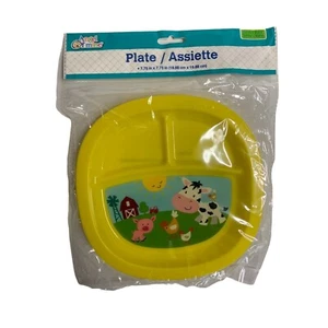 Nuevo Angel Of Mine Plato Dividido Amarillo Plástico Vaca Granja Cerdo Pollos 7.75x7.75 - Imagen 1 de 2