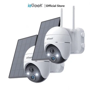 2x ieGeek WiFi WLAN Überwachungskamera Aussen 360° PTZ Solar/Akku Kamera Alexa - Bild 1 von 10