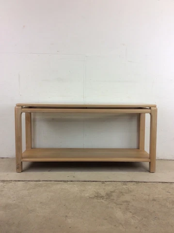 Vintage Postmodern Burlwood Console Sofa Table by Lane Furniture Cover