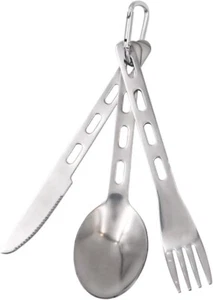 Camping Cutlery Set Spoon Fork Knife Utensils Travel Flatware Backpacking Hiking - Picture 1 of 11