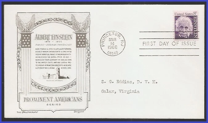 USA5 #1285 ADDR ARISTOCRATS FDC   Albert Einstein - Image 1 of 1