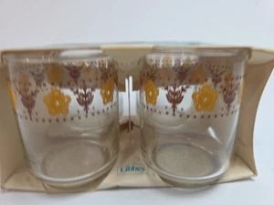 Juego de 4 vasos de jugo Libbey Butterfly Gold 4 oz vintage, Corelle NUEVO EN CAJA - Imagen 1 de 6