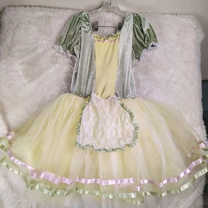 Mädchen grün & gelb Samt Tüll Kleid Kostüm Gr. 10-12 L Prinzessin Fee Kawaii - Bild 1 von 9