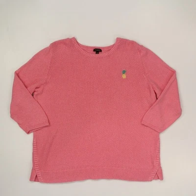 Suéter Talbots Para Mujer Lino Algodón Talla XL Rosa Piña Manga 3/4 Pullover Foto 1 de 4