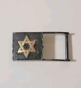10k Gold, Sterling Silver Belt Buckle Star Of David Judaica Judaism RARE 925 10K - Picture 1 of 12