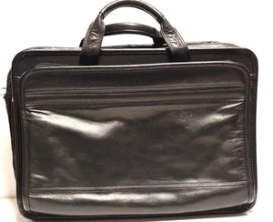 U.S. Luggage New York Laptop Case Business Briefcase Travel Black Leather - Picture 1 of 8