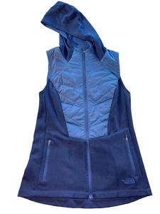 The North Face Flashdry Full Zip Hooded Quilted Vest Blue Womens Size S - Picture 1 of 13