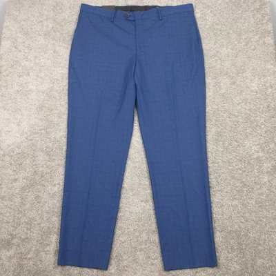 Banana Republic Pants Mens 40x31 (Tag 40x34) Blue Plaid Tailored Fit Trousers - Image 1 of 4
