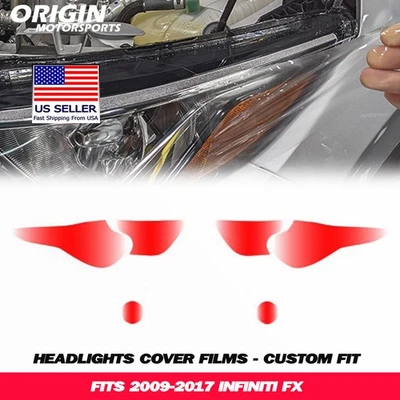 PreCut Headlights Protection Clear Covers Bra Film Kit PPF Fits 2009-2017 FX - Image 1 of 4
