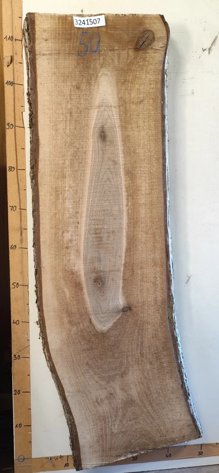 Nussbaum 50mm, 28mm Dicke, Holz, Brett, Bohle, Deko, Schwartenbrett, Rinde, - Bild 1 von 4