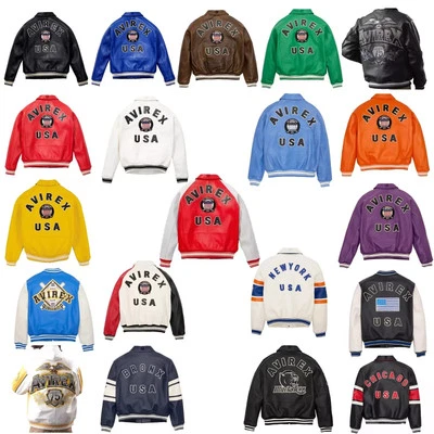 Men's Avirex Real Bomber American Flight Jacket Sheep Leather Jacket | All Color - Image 1 of 2