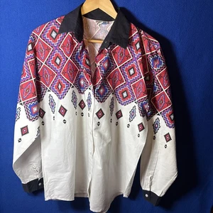 Camisa Tillman Vintage Talla Mediana Occidental Abotonada Manga Larga Azteca Suroeste - Imagen 1 de 5