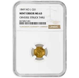 1849 G$1 NO L Gold Dollar NGC MS63 Rare Coin - Bild 1 von 2