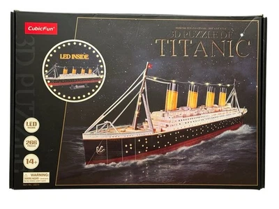 Cubic Fun 3D Puzzles of Titanic With LED Inside 266pcs 3D Puzzle - New/Box Open - Image 1 of 4
