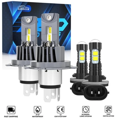 For 2004-2008 Chevrolet Aveo Sedan 4-Door LED Headlight Fog Light Bulbs W/Fan - Image 1 of 4
