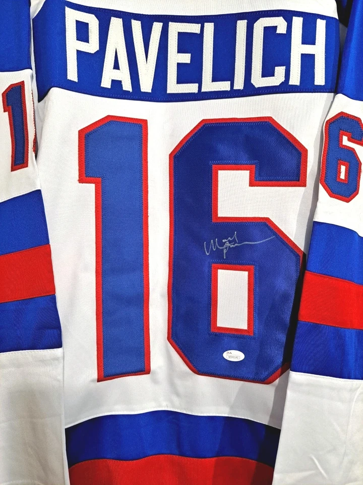 Miracle On Ice Mark Pavelich Autographed Signed 1980 USA Hockey Jersey JSA - Image 1 of 4