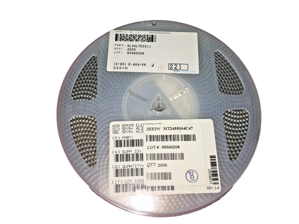 (2,000 PIECE REEL) KL32LTE221J, Ind 220uH 5% 1 Element Ferrite-Core SMD 1210 - Image 1 of 1