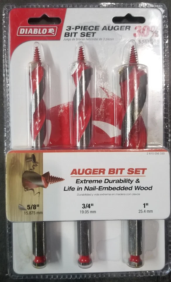 Набор шнековых бит Diablo DAG1900-S3, 3 штуки - Изображение 1 из 1