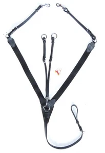 FSS German Leather Elastic V CHECK 3 POINT Soft Sheepskin POSH Breastplate BLACK - Picture 1 of 7
