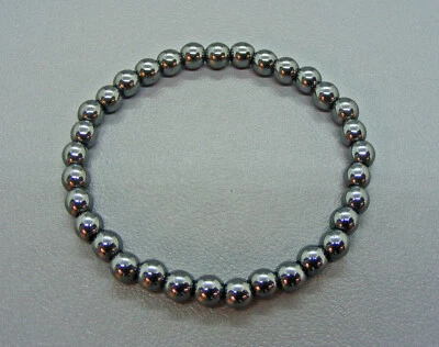 HÄMATIT HEMATIN BLUTSTEIN Edelstein-Kugel-Armband-Elastisch 6 mm/19 cm-NEU-A- - Bild 1 von 2