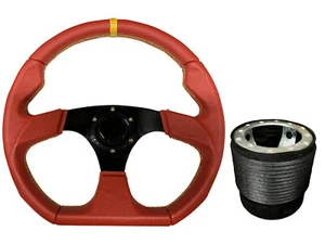 Volante rojo negro D1 350 mm + kit Boss se adapta a MARUTI GYPSY 002 - Imagen 1 de 6