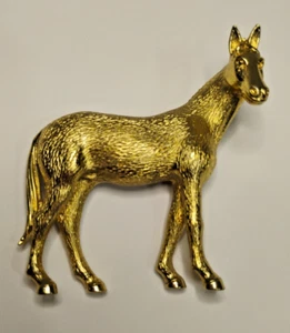 Vintage Ciner goldfarbene Reiter Pferd Brosche Anstecknadel Dressur signiert - Bild 1 von 9