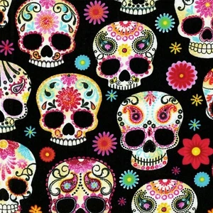Timeless Treasures Fabric - Day of the Dead Skulls - 100% Cotton - Multiple Size - Picture 1 of 1