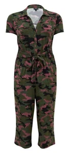 TORRID 00 Women's Olive Green Pink Camo Studio Soft Knit Culotte Jumpsuit EUC - Picture 1 of 14