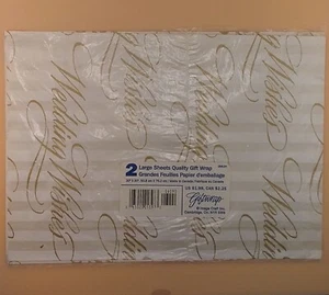 Vintage Image Craft Inc Wedding Wishes Wrapping Paper NOS - Two 20" x 30" Sheets - Picture 1 of 2