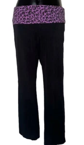 Y2K Victoria's Secret PINK VS VTG Rare Foldover Yoga Pant Flare Leopard Purple M - Bild 1 von 5