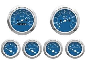 MOTOR MEDIDOR RACING Clásico Azul Calibre 6 Juego Velocímetro Mecánico KMH °C BAR - Imagen 1 de 11