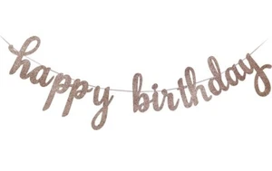Happy Birthday Banner Rose Gold Glitter,Rose Gold Birthday Decorations for Women - Picture 1 of 4