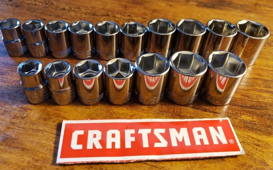 Craftsman 17pc Socket Set. 3/8” Drive. Standard Depth. SAE & MM. 6 Point. - Image 1 of 1
