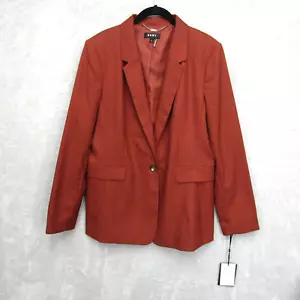 Dkny Rust Brown One Button Blazer Women's 16 Solid Front Pockets New NWT - Picture 1 of 13