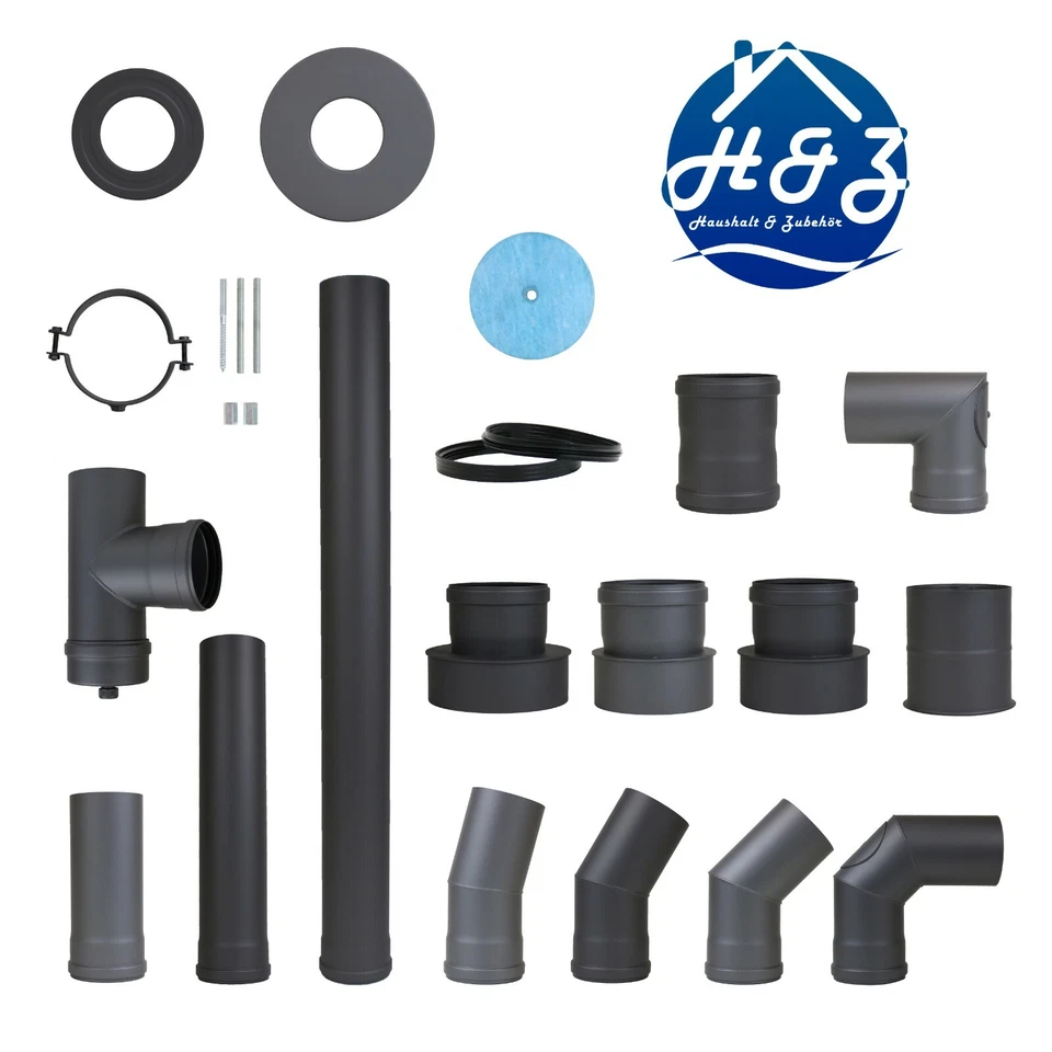 LANZZAS Tubo de pellets Ø 100 mm arco tubo extensión junta roseta pellets tubo de humo