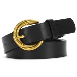 Trendy Women Leather Belt Leather Belt for Jeans Pants Ladies Leather Gold Bu... - Picture 1 of 7