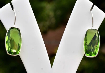 Dazzling Peridot Topaz Gemstone 925 Sterling Silver Handmade Earring S-43 - Image 1 of 4