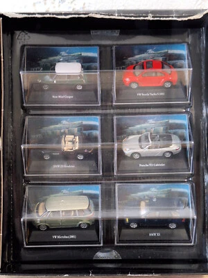 TCM modellino auto set 6 pezzi BMW X5 Z8 Posche 911 VW Microbus Beetle Mini 1:72 - Immagine 1 di 4