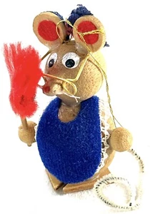 Adorno de Navidad vintage hecho a mano para ama de llaves de ratón de madera - Imagen 1 de 5