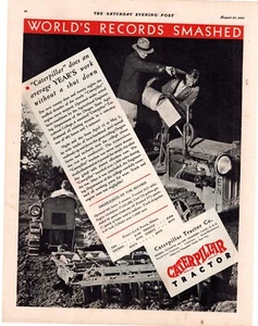 1930 Caterpillar Tractor Worlds Records Smashed Single Page Print Ad - Picture 1 of 1