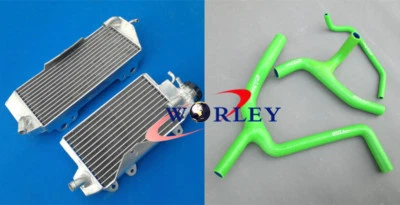 Radiador de aluminio y manguera verde para Kawasaki KXF450 KX450F 2012 2013 2014 2015 Foto 1 de 4