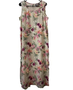 Chandler Hill Dress Women Medium Floral Linen Blend Sleeveless Slit Maxi Sheath - Picture 1 of 11
