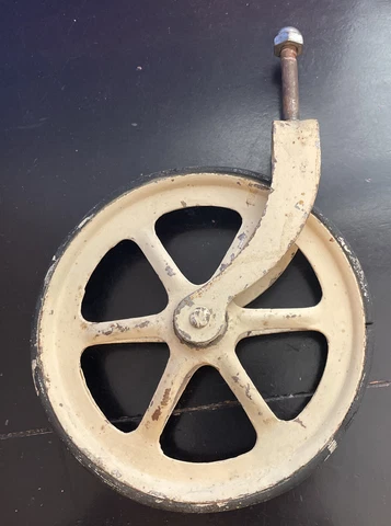 Antique 6" Metal and Rubber Wheel with Swivel Bracket Cover